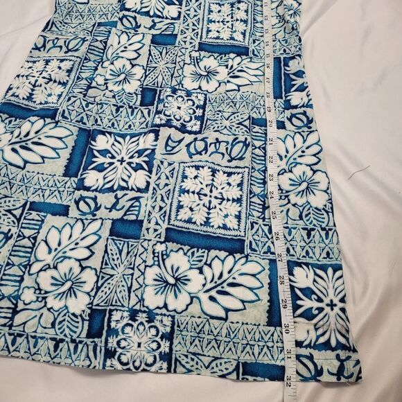 VINTAGE 90s Hawaiian print sleeveless mini shift dress S - Picture 8 of 8